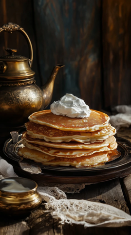 桌上煎饼与萨莫瓦尔