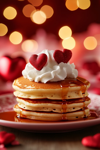 情人节点缀三层煎饼早餐
