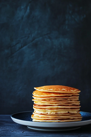 薄饼堆叠蓝背景摄影