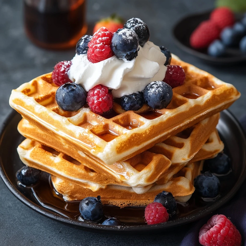 松软奶油水果华夫饼