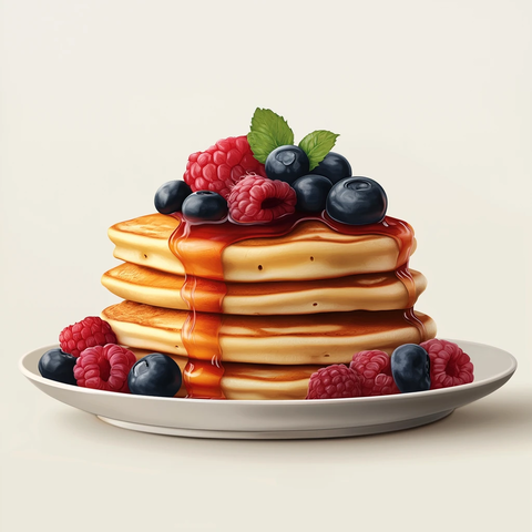 煎饼放在白色盘子侧面视角