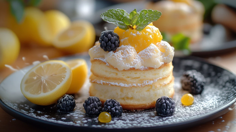 柠檬舒芙蕾甜点特写