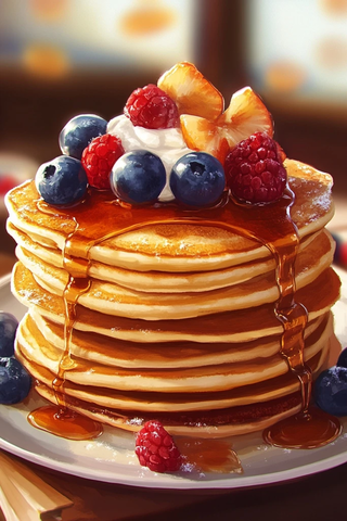 枫糖水果酸奶松饼