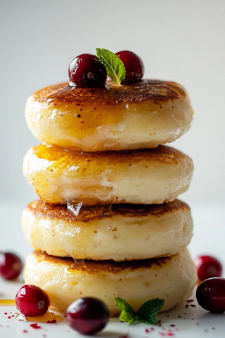 芝士夹心松饼与蜂蜜装饰