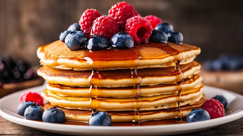 蓝莓覆盆子糖浆煎饼