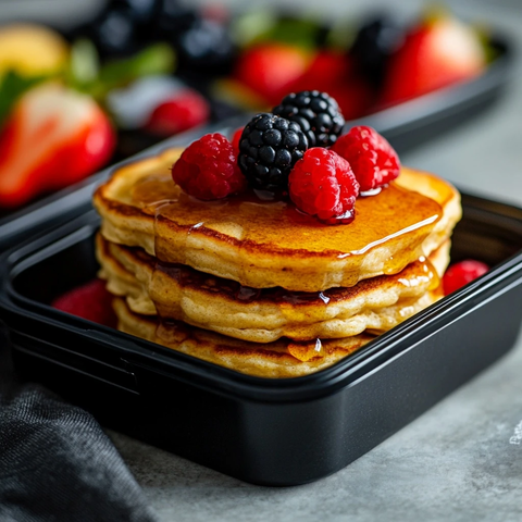 生酮松饼配浆果和无糖糖浆