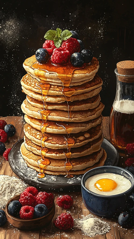 卡通风格煎饼制作插画