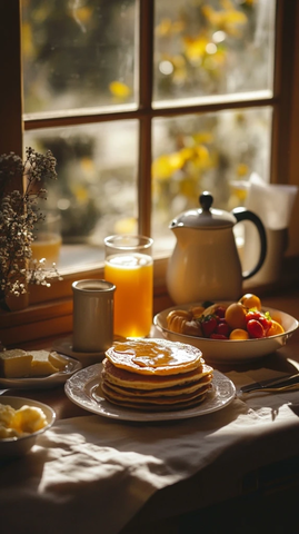 阳光早餐桌上的美食盛宴
