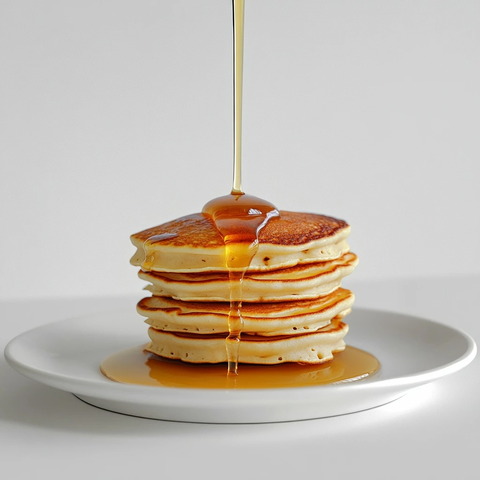 蜂蜜点缀的堆叠煎饼