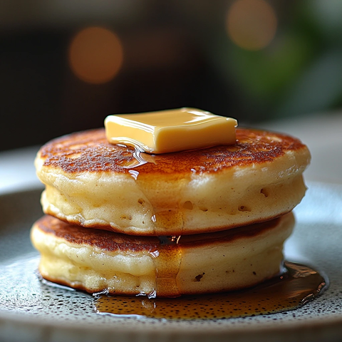 叠放煎饼与融化的黄油