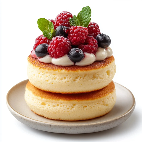 叠放舒芙蕾配浆果奶油