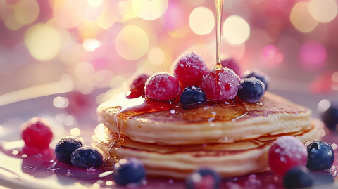 红莓蓝莓蜂蜜黄油松饼