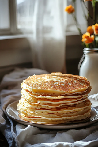 酵母薄饼与黄油煎饼