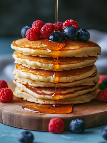 新鲜浆果淋金糖浆松饼