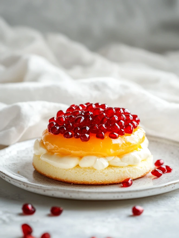 软海绵蛋糕配黄油奶油和石榴籽