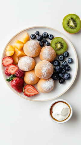 黄金色奶酪饼配鲜果蜂蜜