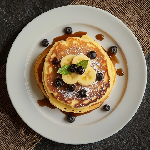 原味煎饼配绿色餐盘