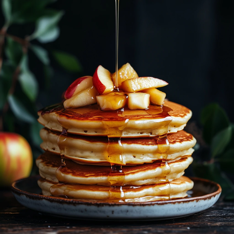 松软煎饼配苹果派酱
