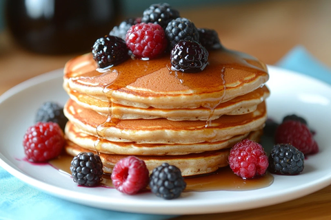 黄金煎饼配浆果香草糖浆