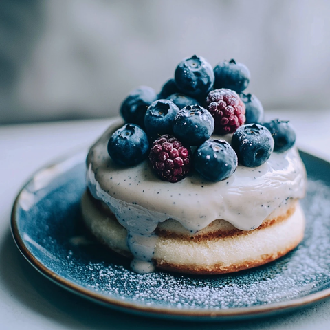 蓝色树莓装饰中性感蛋糕