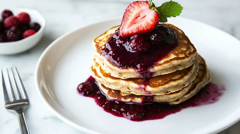 燕麦煎饼配草莓酸奶酱