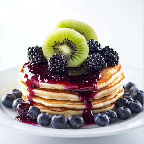 果酱煎饼与奇异果蓝莓