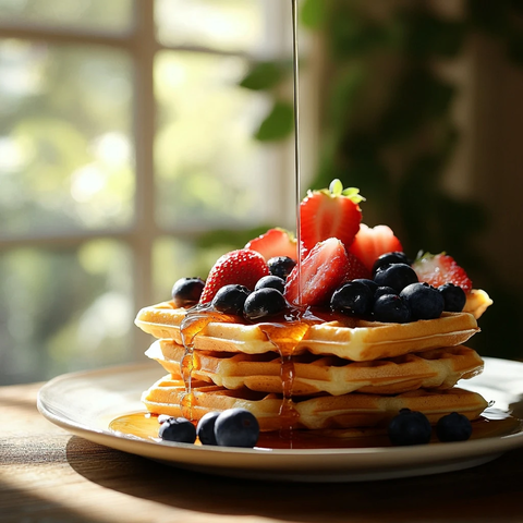 燕麦华夫饼与水果搭配