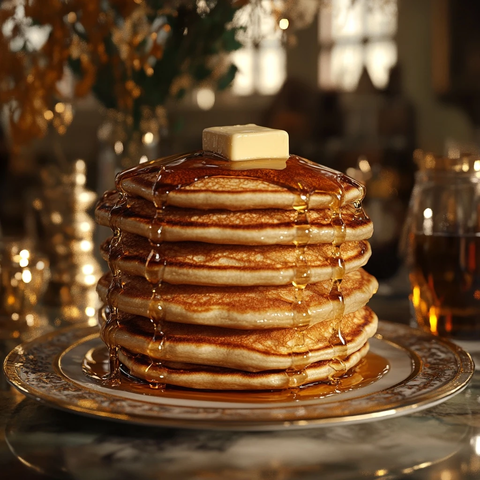 堆叠黄油枫糖浆