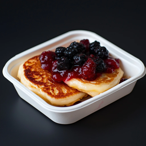 奶酪煎饼配莓果酱外卖盒