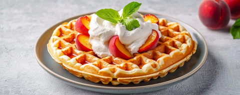 奶油桃子华夫饼制作过程