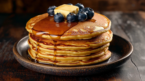 金黄色蓝莓与蜂蜜糖浆