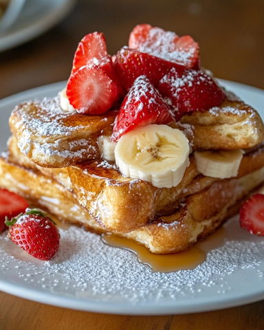 草莓香蕉夹心法式吐司