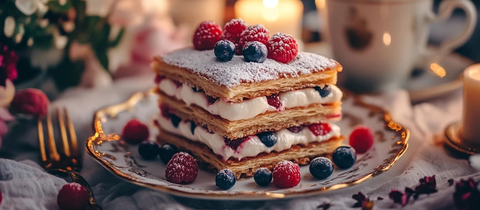 无糖千层酥配蓝莓覆盆子