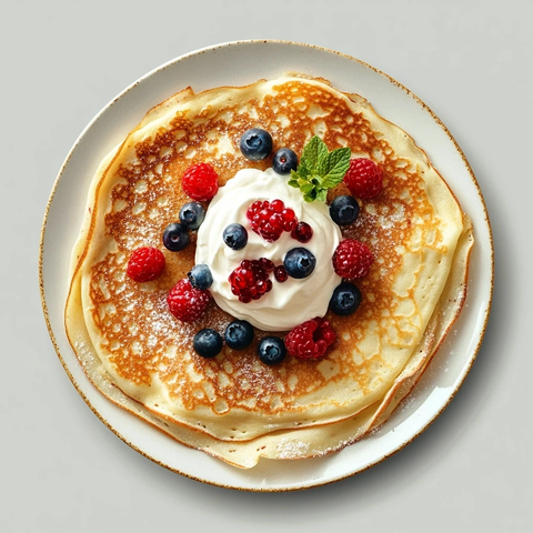 俄罗斯煎饼配奶油和浆果