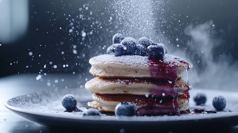 蓝莓滴落蛋糕艺术呈现