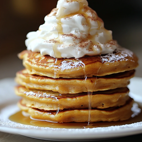 南瓜香料拿铁松饼堆
