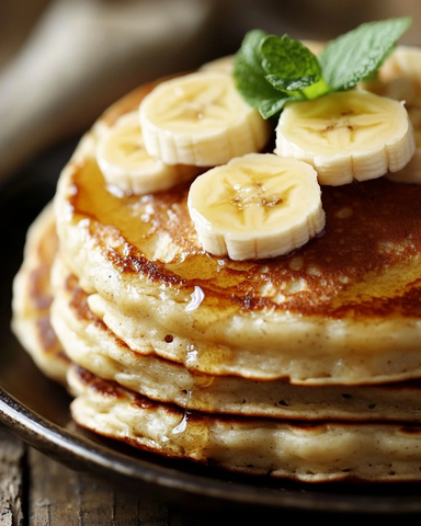 香蕉薄饼摆放在厨房台面上