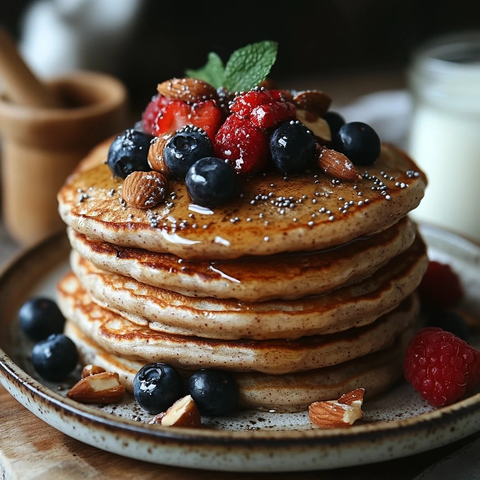 健康蛋白煎饼配水果坚果