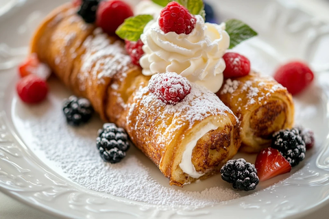 法式吐司卷配奶油浆果