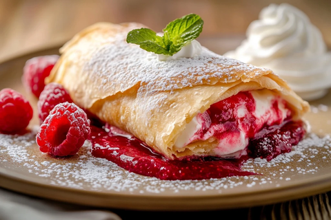 黄金脆皮覆盆子芝士蛋糕卷