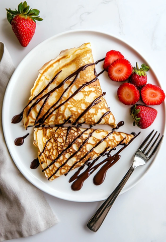 三角形可丽饼配巧克力草莓