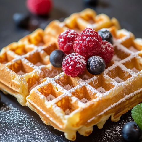 详细特写美味华夫饼