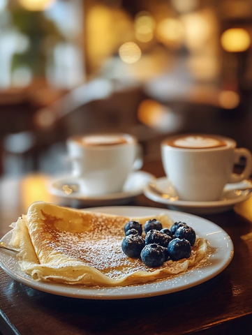 奶油糖霜薄饼配蓝莓草莓