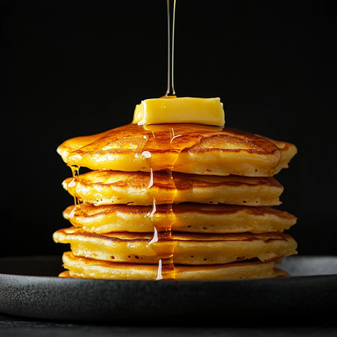 金黄酥脆煎饼堆叠盘上