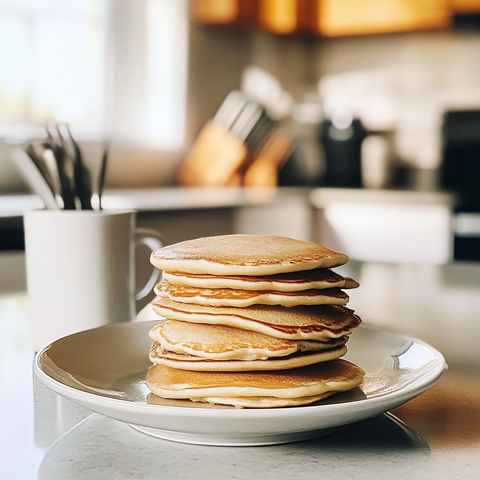 高堆薄饼与现代厨房