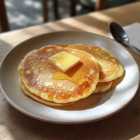 金色煎饼与蜂蜜点缀
