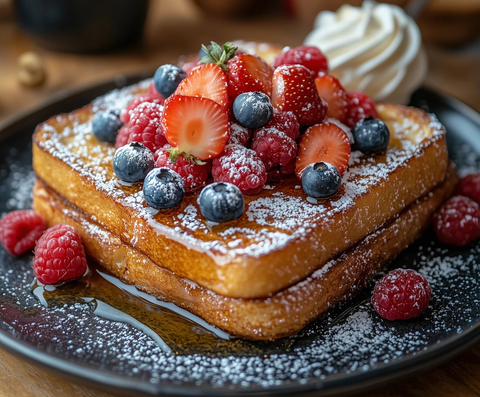 香浓布里欧法式吐司配水果蜂蜜