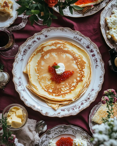 金黄色薄饼与小猪人物
