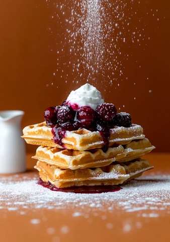 三层薄饼配椰子酸奶和莓果酱