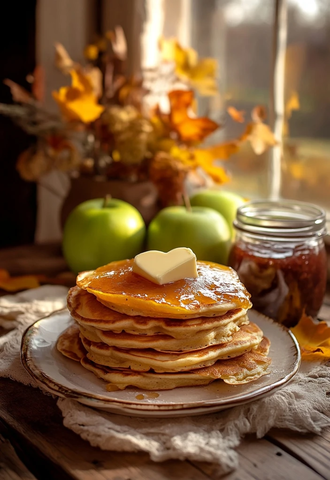 苹果煎饼配焦糖脆皮和果酱